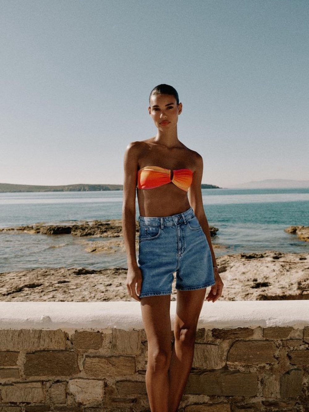 Zara Light-Medium Wash High-Waisted Relaxed Denim Shorts